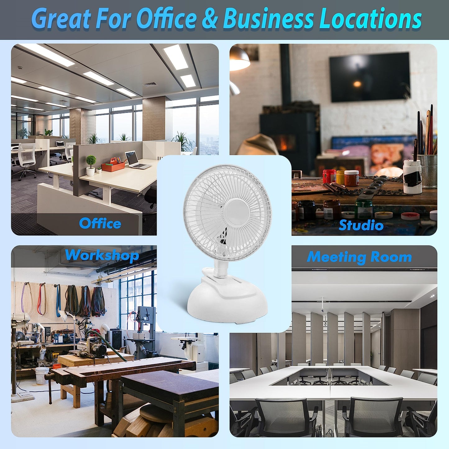 EZ-CHILL Personal Clip or Desk Fan with Removable Base, Portable Mini Bedroom Fan, 6 inch, 2 Speed, Strong Clamp, Firm Grip, Airflow 6.53 ft/sec