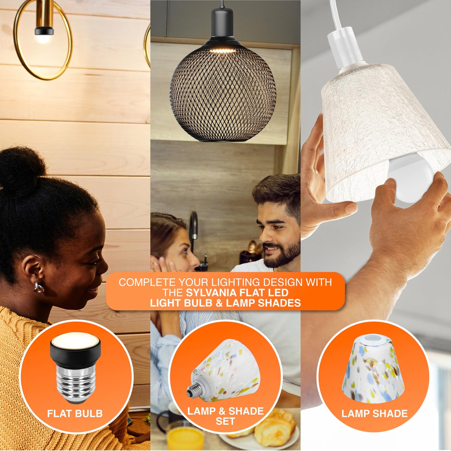 Sylvania Flat LED Light Bulb, 3.5W, E26 Medium Base, 300 Lumens, 3000K, Warm White, for Lamp Shades, Sylvania Lamps Shades, White - 2 Pack (42694)