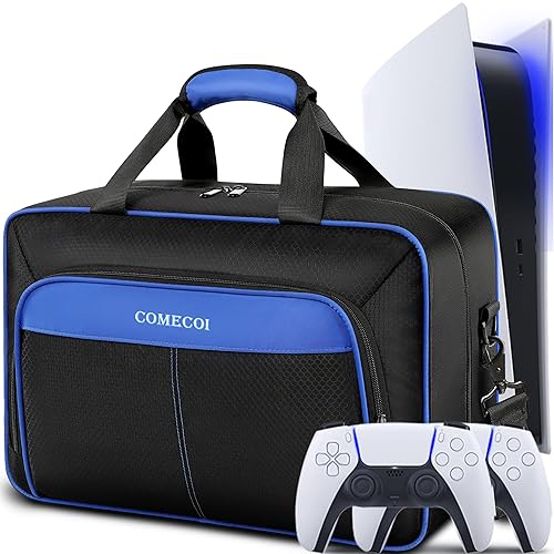 COMECOI Carrying Case for PS5, Travel Case for PS 5 Protective, Large Capacity Storage Bag Compatible with Playstation 5 Disk/ Digital Edition