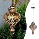 JOLUSIA Moroccan Solar Lanterns Outdoor Waterproof Bronze Hanging Lanterns Outdoor Ramadan Garden Decor Gardening Gifts for Women Mom Grandma Solar