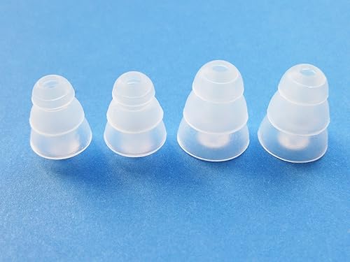 4 Pcs: 2 Small (S) and 2 Large (L) Clear Triple Flange Earbuds Eartips Set Compatible with Etymotic etyBLU2, ER-4, hf5, hf3, hf2, mc5, mc3, mc2…