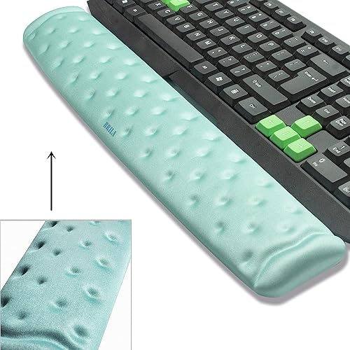 BRILA Memory Foam Keyboard Wrist Rest Support Pad Cushion for Computer, Laptop, Office Work, PC Gaming, Non-Slip Wrist Pain Relief (Aquamarine