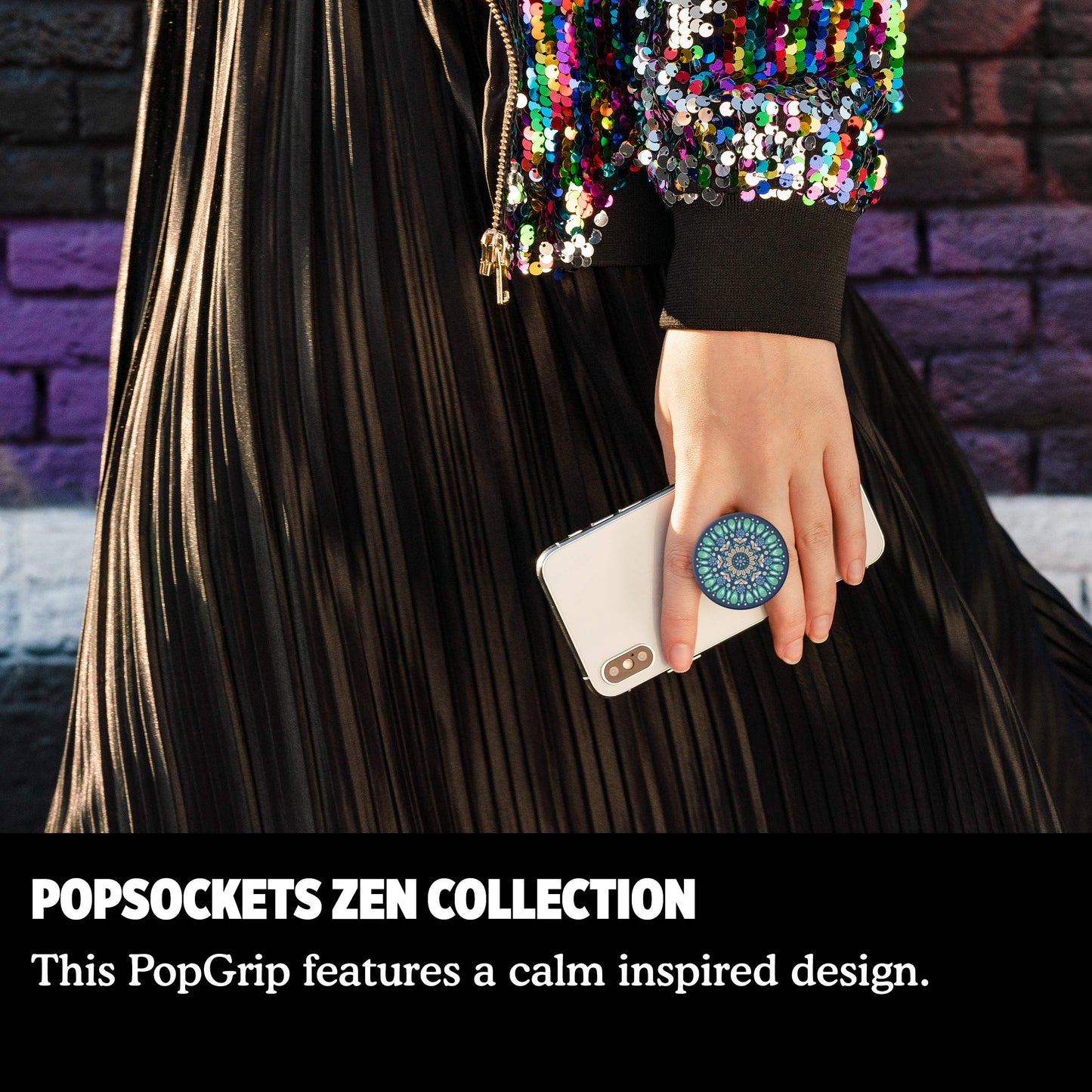 PopSockets: PopGrip with Swappable Top for Phones and Tablets - Butterfly Mandala Teal