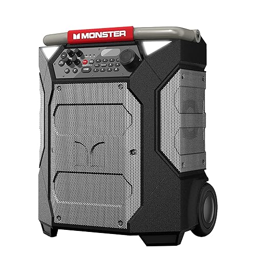 Monster Rockin' Roller 270 Portable Indoor/Outdoor Wireless Speaker, 200 Watts, Up to 100 Hours Playtime, IPX4 Water Resistant, Qi Charger, Connect