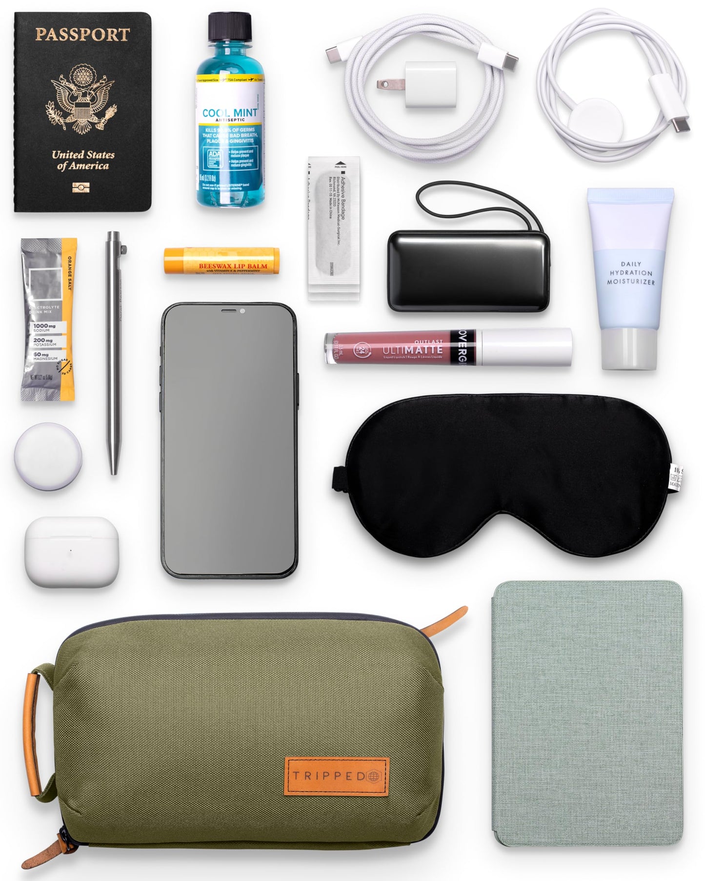 Tech Bag Organizer - Small Electronics Organizer Pouch for Travel - Premium Travel Case with Leather Accents - Mesh Pocket for Cables, Cords and