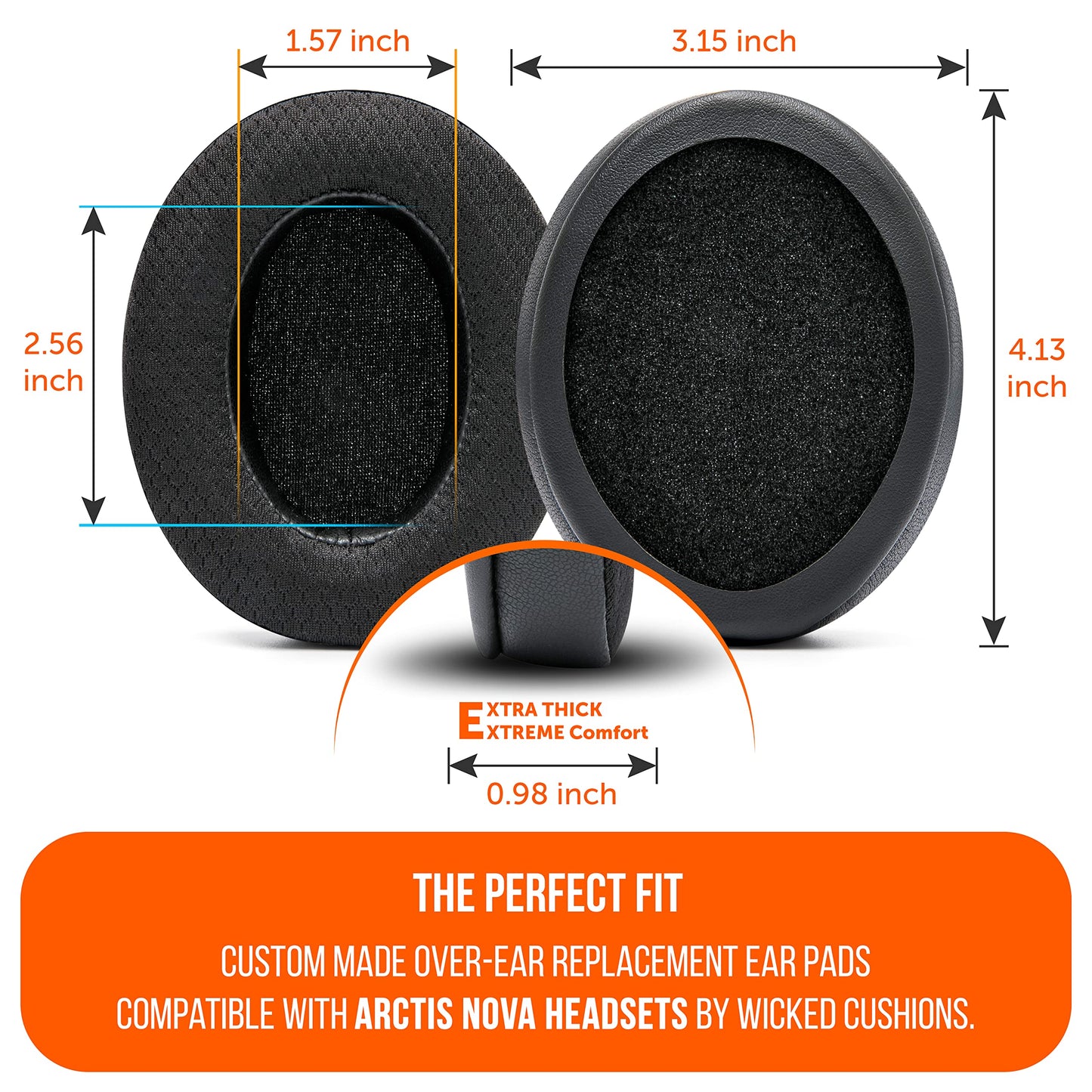 WC Freeze for Arctis Nova - Hybrid Fabric Cooling Gel Replacement Earpads for Arctis Nova Pro Wired, Nova 7, 5, 4, 3, 1 - Made by Wicked Cushions