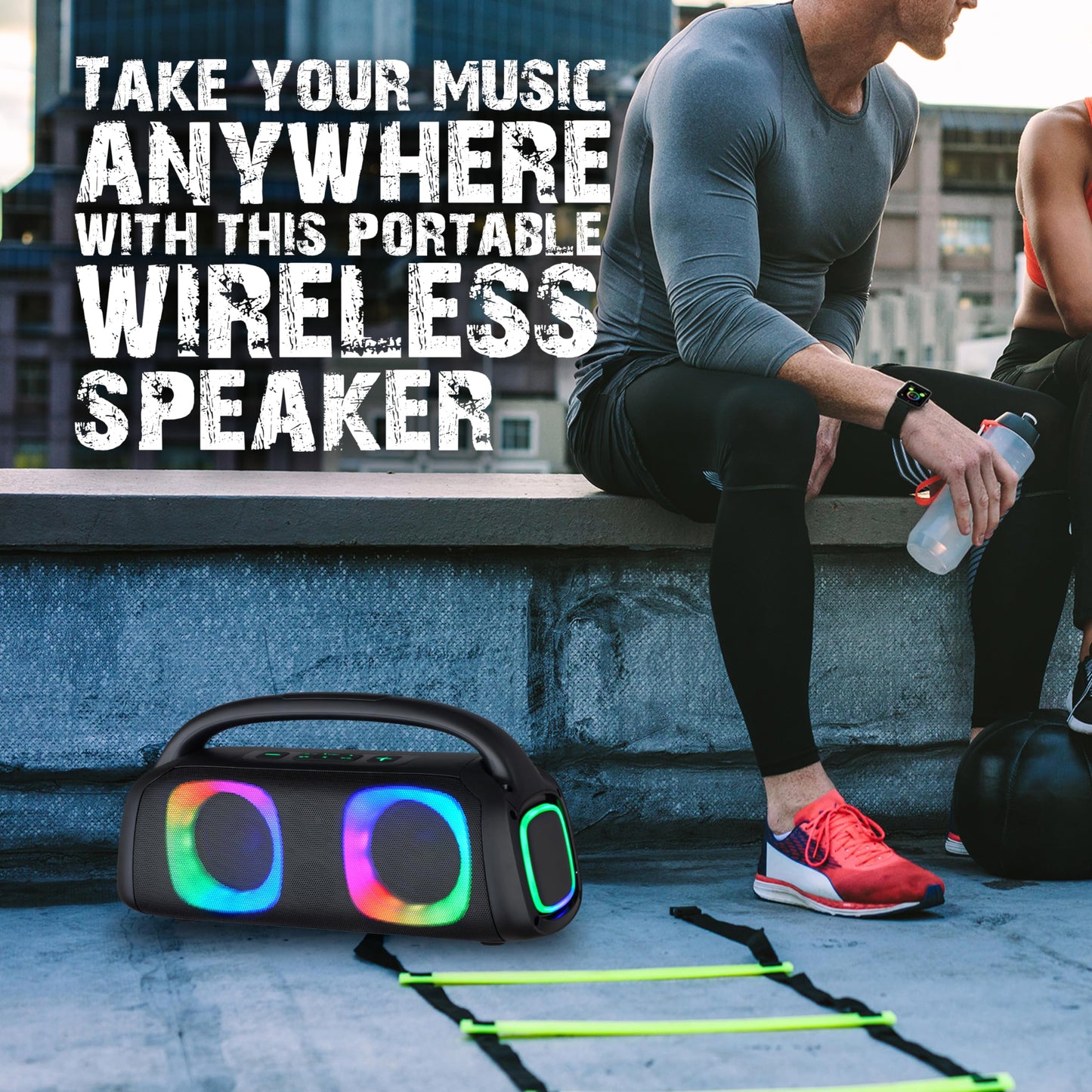 IQ Sound IQ-3540BT Portable Bluetooth Speaker with RGB Lights, TWS, Enhanced Stereo Sound, Voice Assistant Control, Hands-Free Mic, RGB Lighting