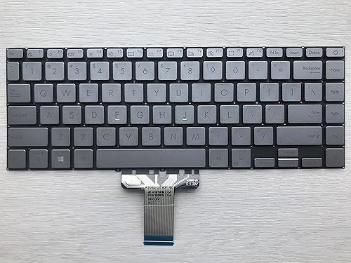 Senlinxiaowu Original New for ASUS Zenbook 14 Q407 q407i US Laptop Keyboard, Backlit, US English, Gray, 104 Keys, Plastic, Wired, QWERTY