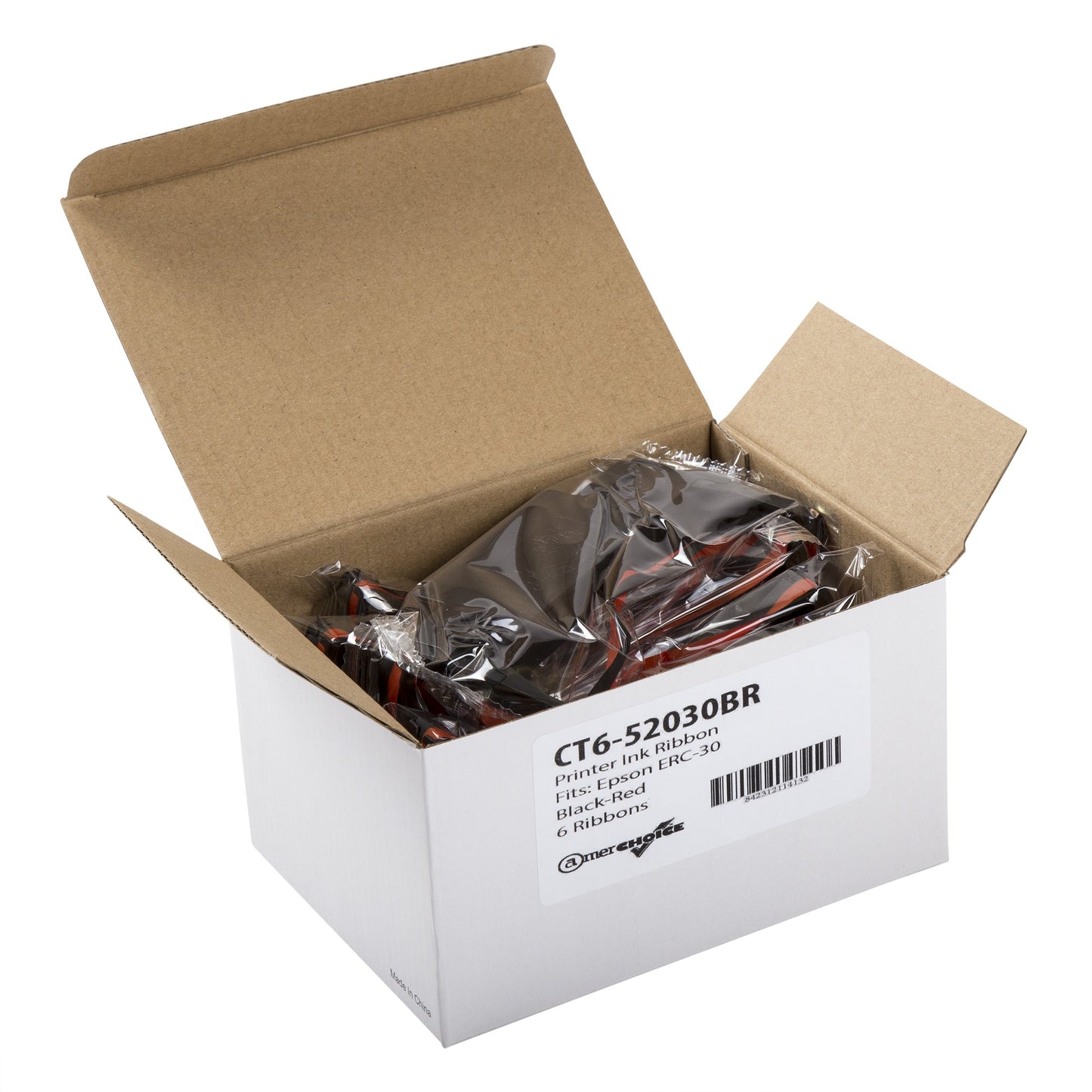 AmerCare Black/Red Extended Life Printer Ribbons, Compatible with Epson ERC-30, Case of 6