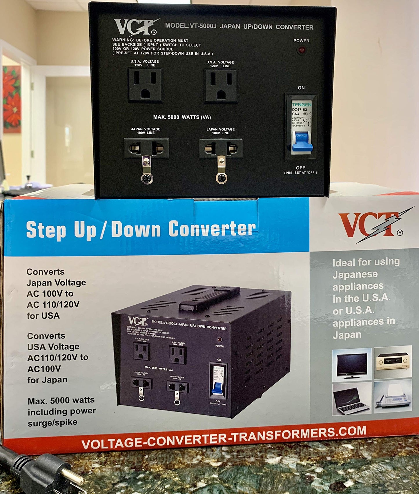 VCT-5000J Japanese Voltage Converter Transformer Converts Japan 100 Volt to 110V or 110 Volt to 100v (5000 Watt)