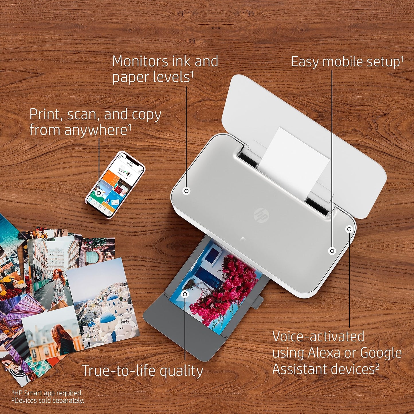 HP Tango Smart Wireless Printer - Mobile Remote Print, Scan, Copy, Instant Ink, Works with Alexa(2RY54A),White