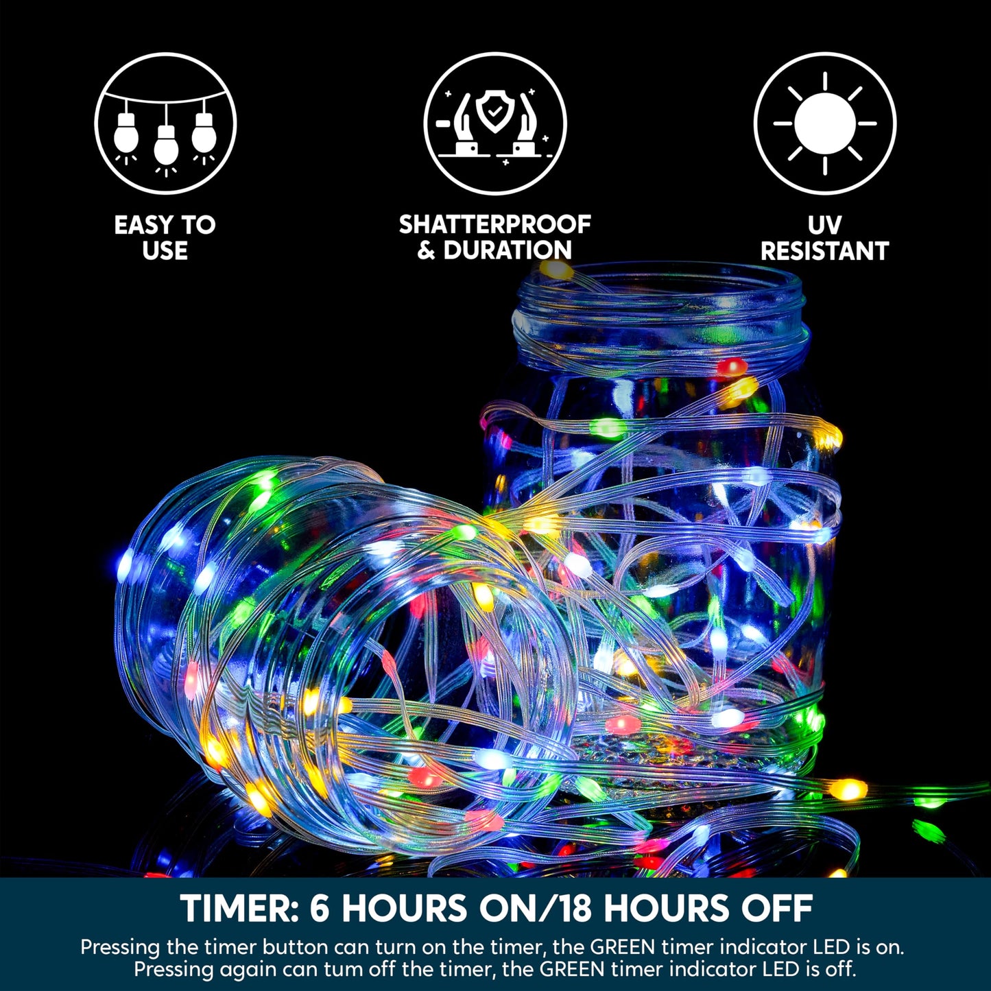 Joiedomi 600 LED Christmas Lights Outdoor,197 FT Multicolor Christmas Tree Lights with 8 Modes Timer, PVC Clear Wire String Lights with Reel