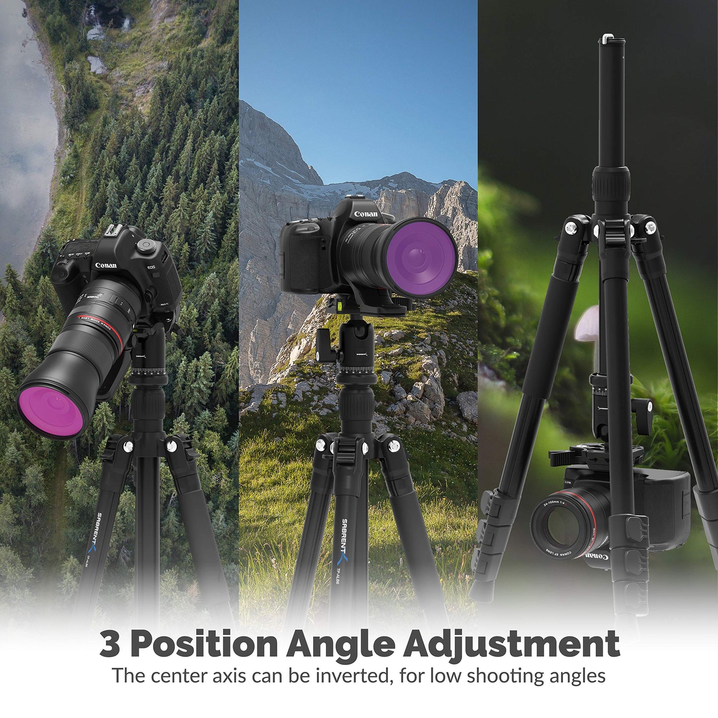 Sabrent 56 Inch Aluminum Tripod with 360 Degree Full Motion Camera Mount, Compact Version (TP-ALB6)