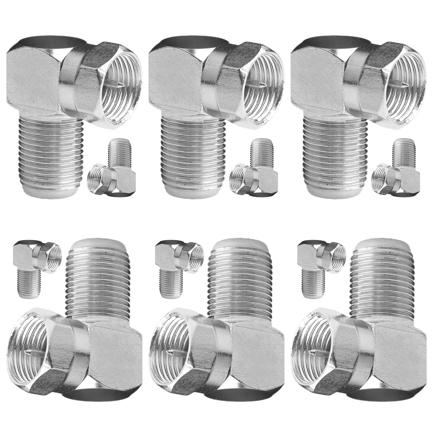 Fanbalunke Right Angle Coaxial Connector 12 Pcs RG6 F Type Female to Male Adapter F Type 90 Degree Coaxial Male to Female Cable Connector RG6 Adapter