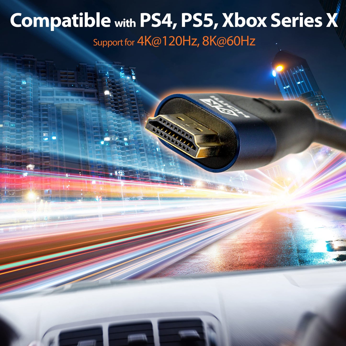 NTW 8K HDMI Cable 6FT - Ultra High Speed 48Gbps, HDMI 2.1, 8K@60Hz, 4K@120Hz, HDR10, eARC, for TV, Xbox, PS5, Roku, Apple TV