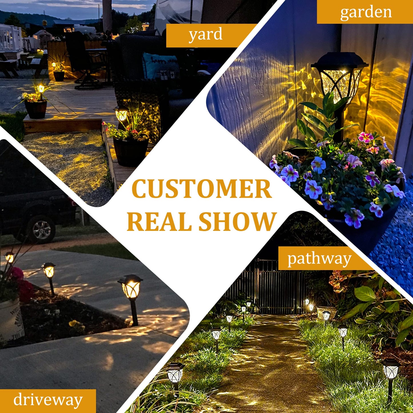 GIGALUMI 6 Pack Solar Lights Outdoor Waterproof, LED Solar Garden Lights, Outdoor Decorations, Garden Decor for Yard, Patio, Landscape, Planter