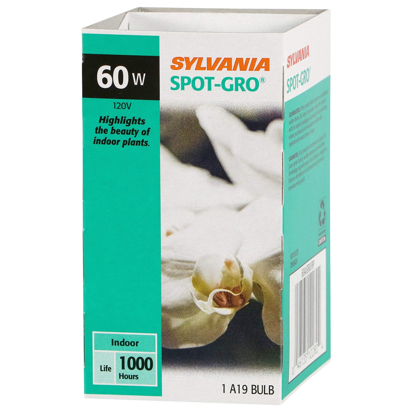 Sylvania Incandescent Spot-Gro 60W Grow Light Bulb, A19, Dimmable, 705 Lumens, Frosted, 2850K, Soft White - 1 Pack (12280)