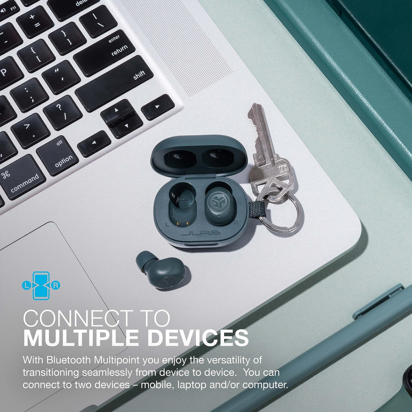 JLab JBuds Mini, True Wireless Earbuds, Bluetooth Multipoint, IP55 Sweat Resistant, Be Aware Audio, Sage