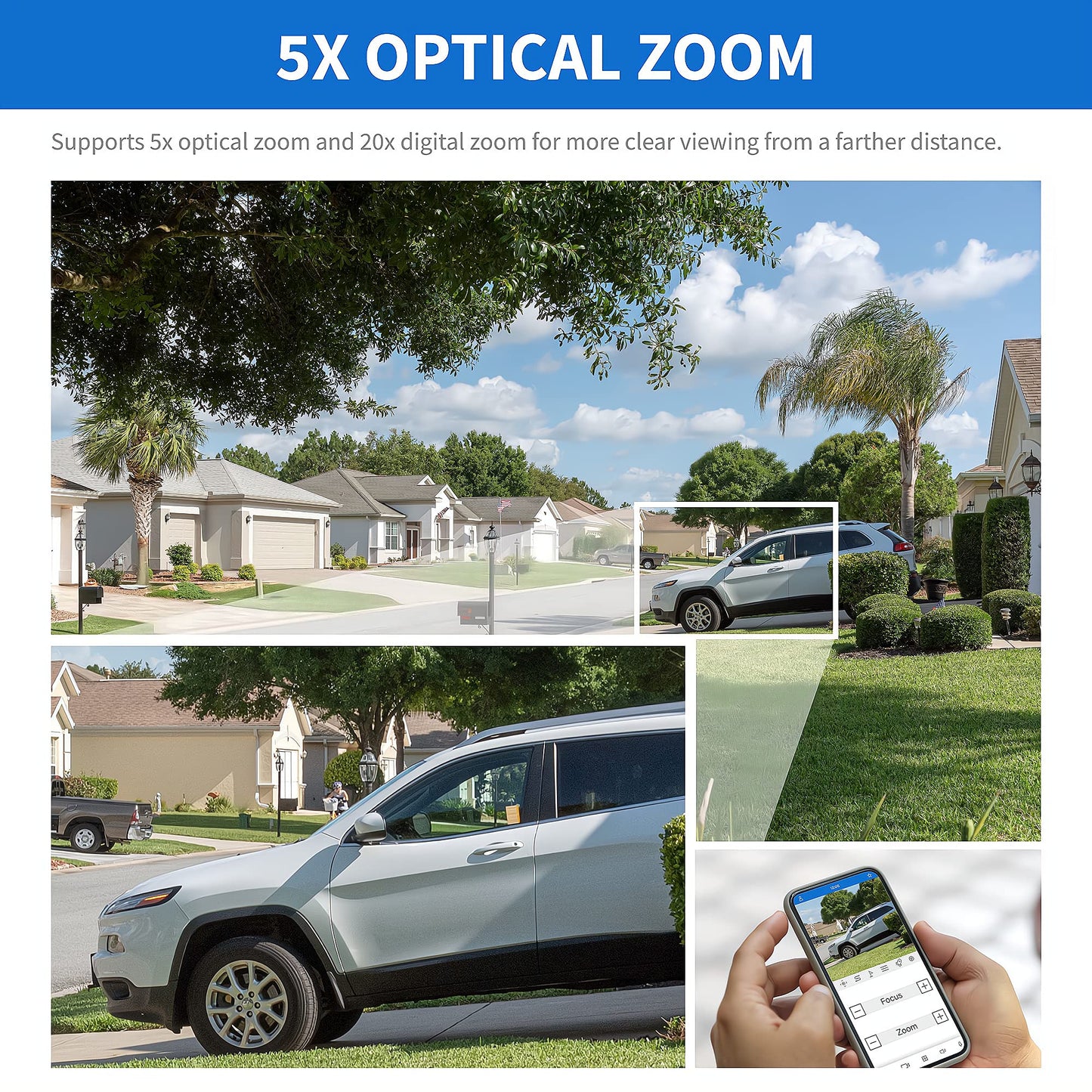 GW 4K (3840x2160 @30fps Real-time) 5X Optical Motorized Zoom Outdoor 8MP Bullet PoE IP 8 Channel Security Camera System, 130FT Night Vision, AI Facial