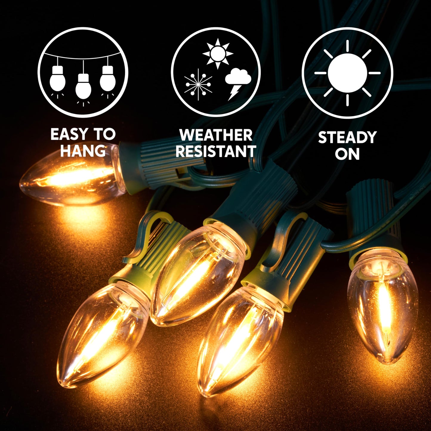 JOYIN C7 LED Light Bulbs - Replacement E12 Base Bulbs for Window Candles & Chandeliers (Warm White, 6 Pack)