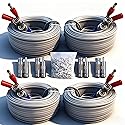 LETONDA 4PCS 100ft/30m Integrated BNC Video Power Cable ext. for Security Cameras, CCTV, Surveillance & DVR installs. Free 8×BNC connectors + 100 Wire
