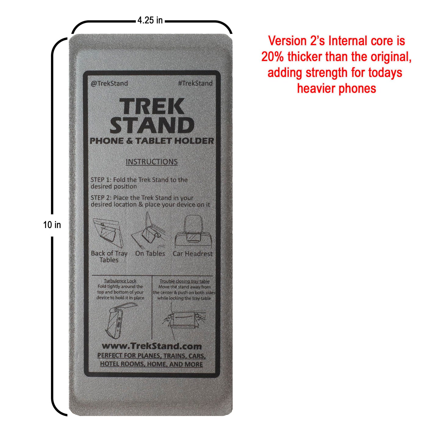 DTLgear Trek Stand Flexible Phone and Small Tablet Holder for Airplane, Office, Desk, Treadmill, Hotel, Kitchen, Plane Travel Essentials