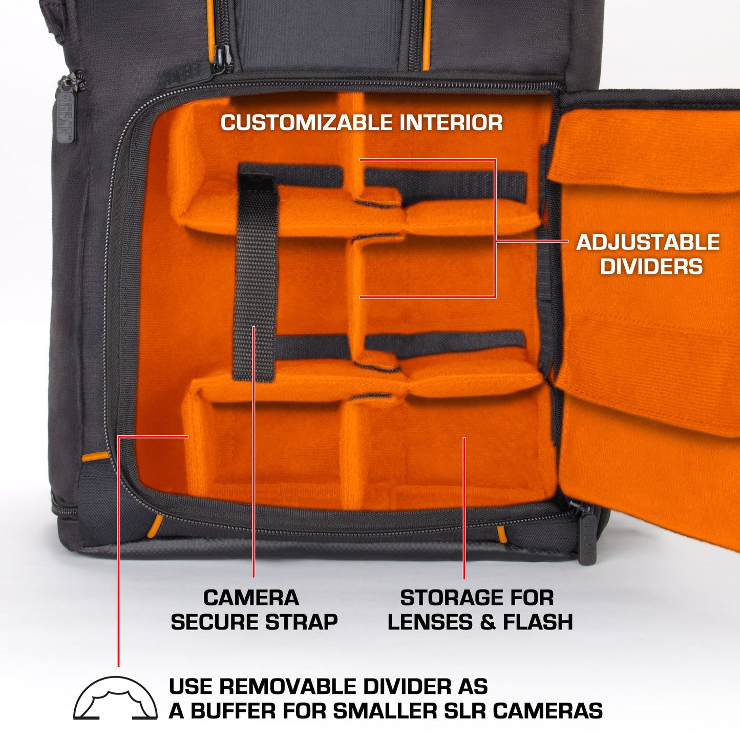 USA Gear Camera Backpack for Photographers DSLR/SLR/Mirrorless Photography Camera Bag with Laptop Compartment, Waterproof Rain Cover & Tripod Holder