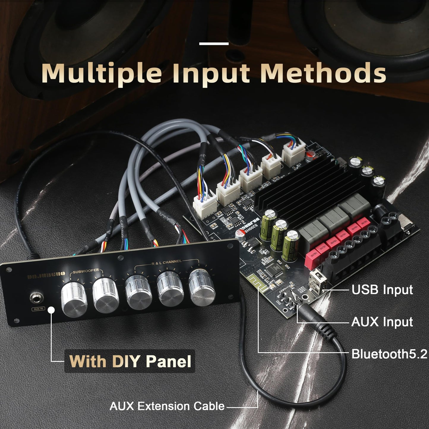 100W+100W+200W Power Amplifier Board, TPA3221 Chip with Bluetooth?AUX and USB Inputs, 2.1 Channel Audio Power Amplifier (S200HS-W)