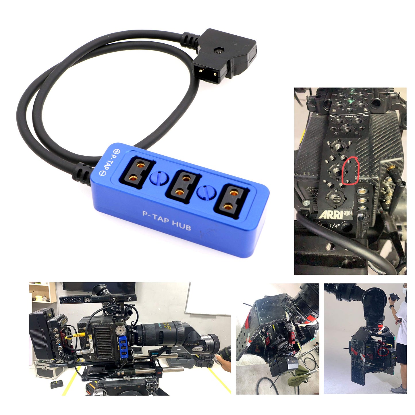 Gbrand AConnect D-tap Splitter P-Tap HUB Cable D Tap to 3Ports Dtap P-tap Splitter Cable for Photography Power for ARRI RED Z CAM Cameras TILTA