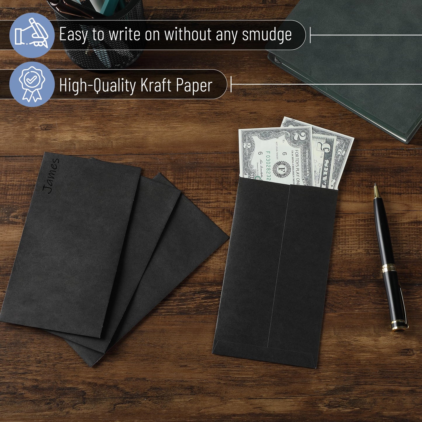 Mr. Pen- Money Envelopes for Cash, 6.5" x 3.5", 100 Pack, Kraft Paper | Self-Adhesive Bulk Cash Envelopes for Budgeting, Money and Coin Saving, Check