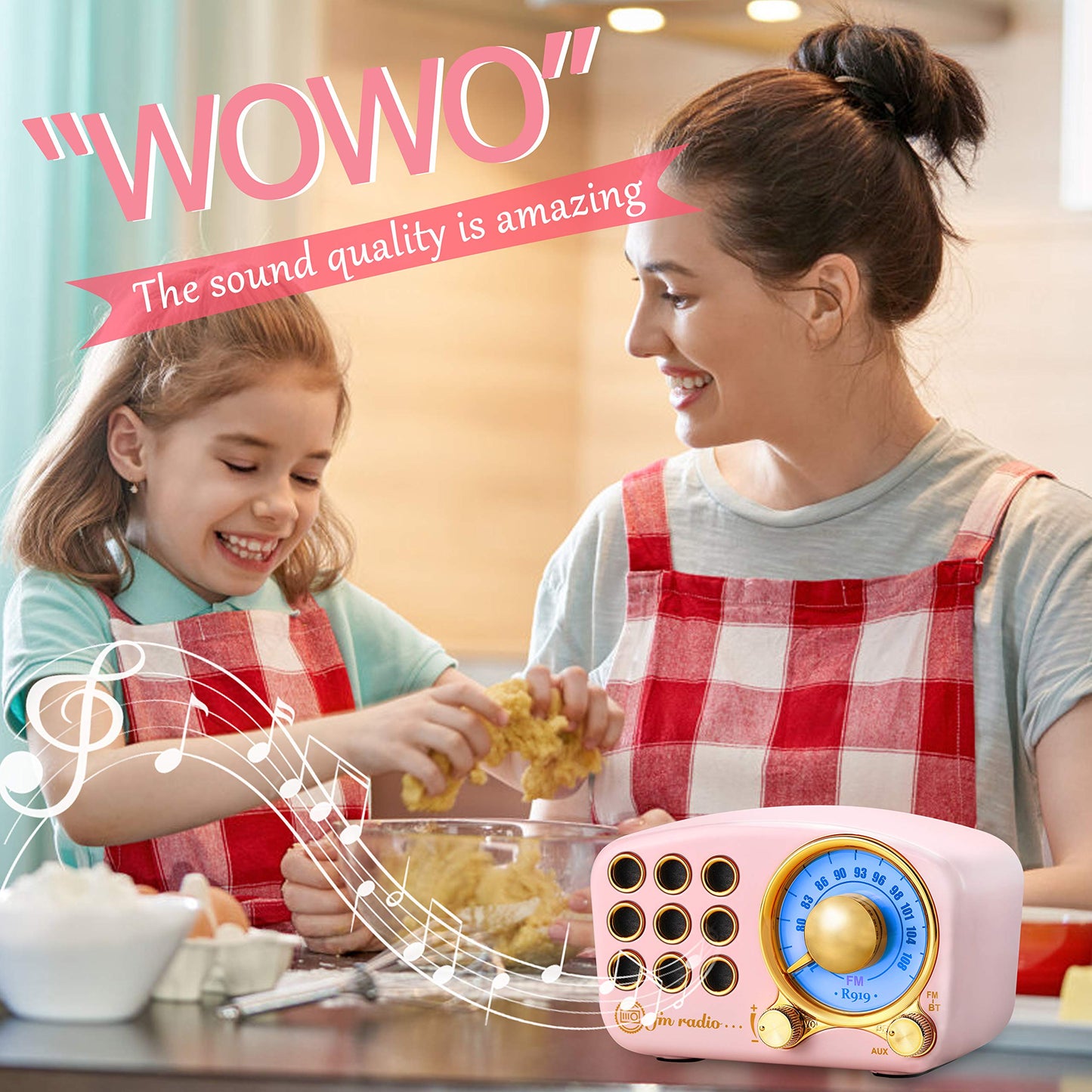 Retro Bluetooth Speaker FM Vintage Radio with Loud Volume, Strong Bass Enhancement, Bluetooth 5.0 Wireless Connection, Loud Volume,TF Card & MP3