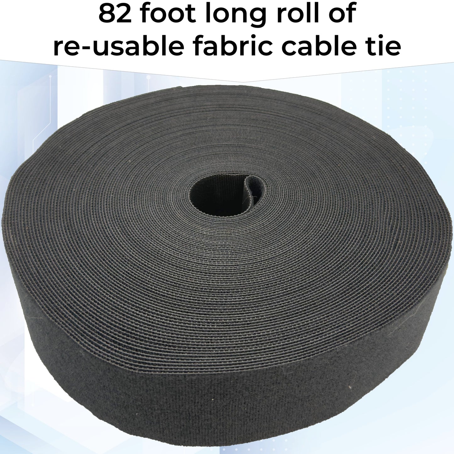 8001 Reusable Cable Tie Roll 82ft x 2 Inch Hook and Loop Tape for Wire Management Heavy Duty Straps Velcro for Cords Organization Adjustable Nylon