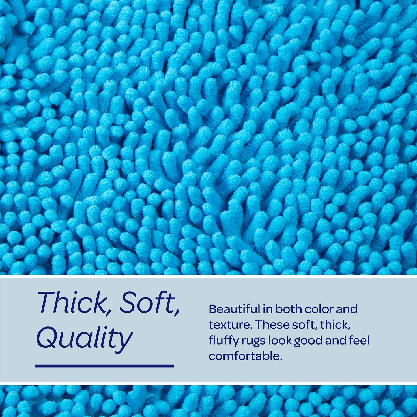 Bedford Home Blue 2 Piece Memory Foam Shag Bath Mat, 32"x21"x1.25"