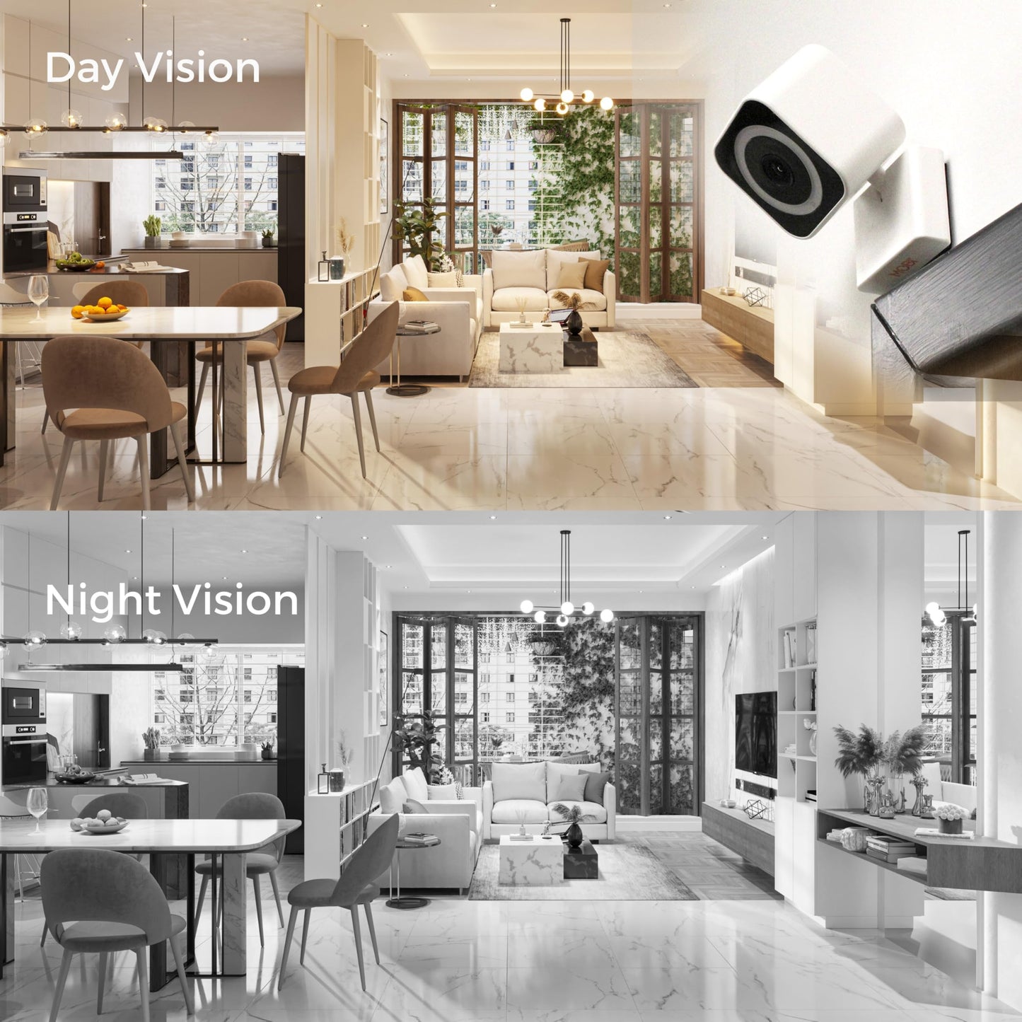 MobiCam MP Smart Home/Office Camera with 3MP Resolution, 2-Way Audio, Night Vision, 30-Second Setup, Dual WiFi (2.4GHz & 5GHz), BLE Connectivity