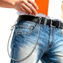 MOUTAKEY Anti Theft Phone Lanyard, 22.6" Unbreak Metal Phone Belt Strap with Metal Tether tab for All Phones, Detachable Non-rust Pants Chain