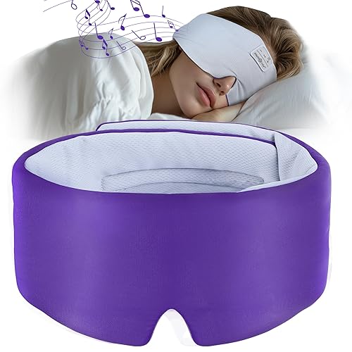 MUSICOZY Ice Silk Sleep Headphones with Bluetooth Mask, Eye Mask for Sleeping in Total Darkness, 5.4 Bluetooth Sleep Mask Sleep Headphones, Soft…