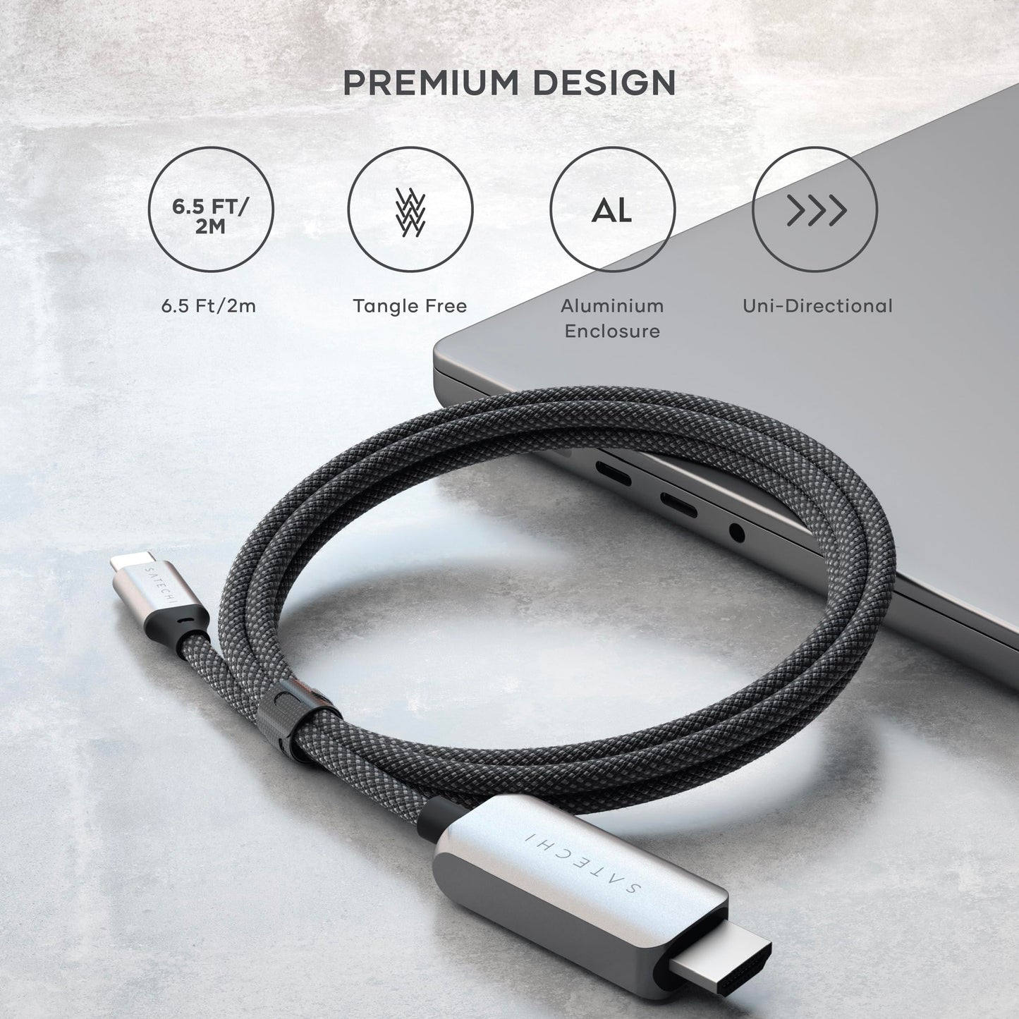 Satechi USB C to HDMI 2.1 8K Cable, with 8K @ 60Hz and 4K @ 120Hz, Type C to HDMI Cable, Thunderbolt 3/4 Compatible for MacBook Air/Pro M5/M4, iPad