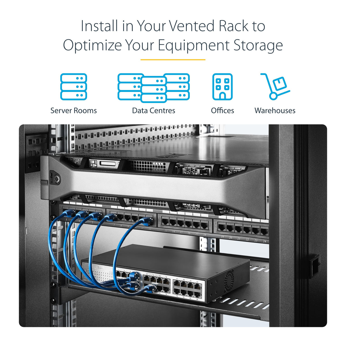 StarTech 1U Vented Cantilever Rack Shelf, 16in, 44lb/20kg (CABSHELF116V)