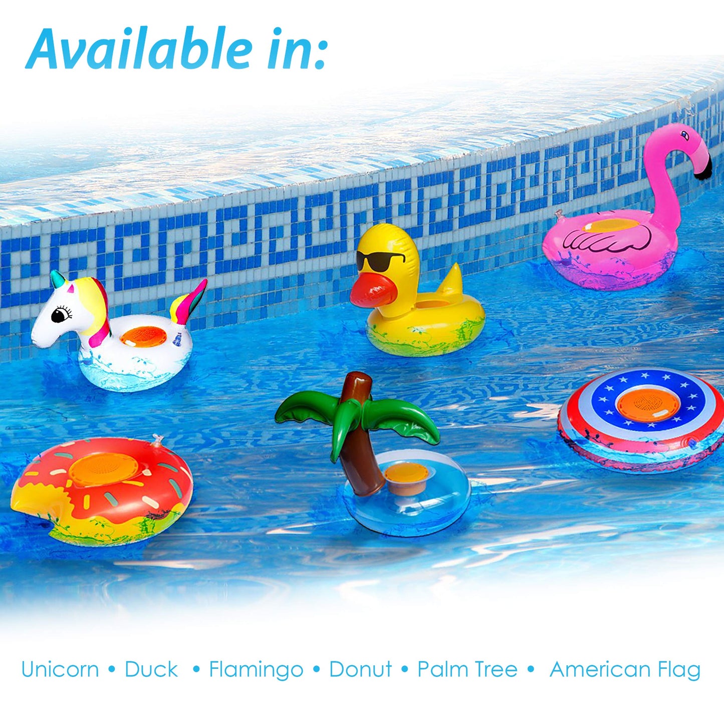 Aduro Aquasound Inflatable Waterproof Bluetooth Speaker Floating Speaker Fun Pool Accessories for Kids American Flag