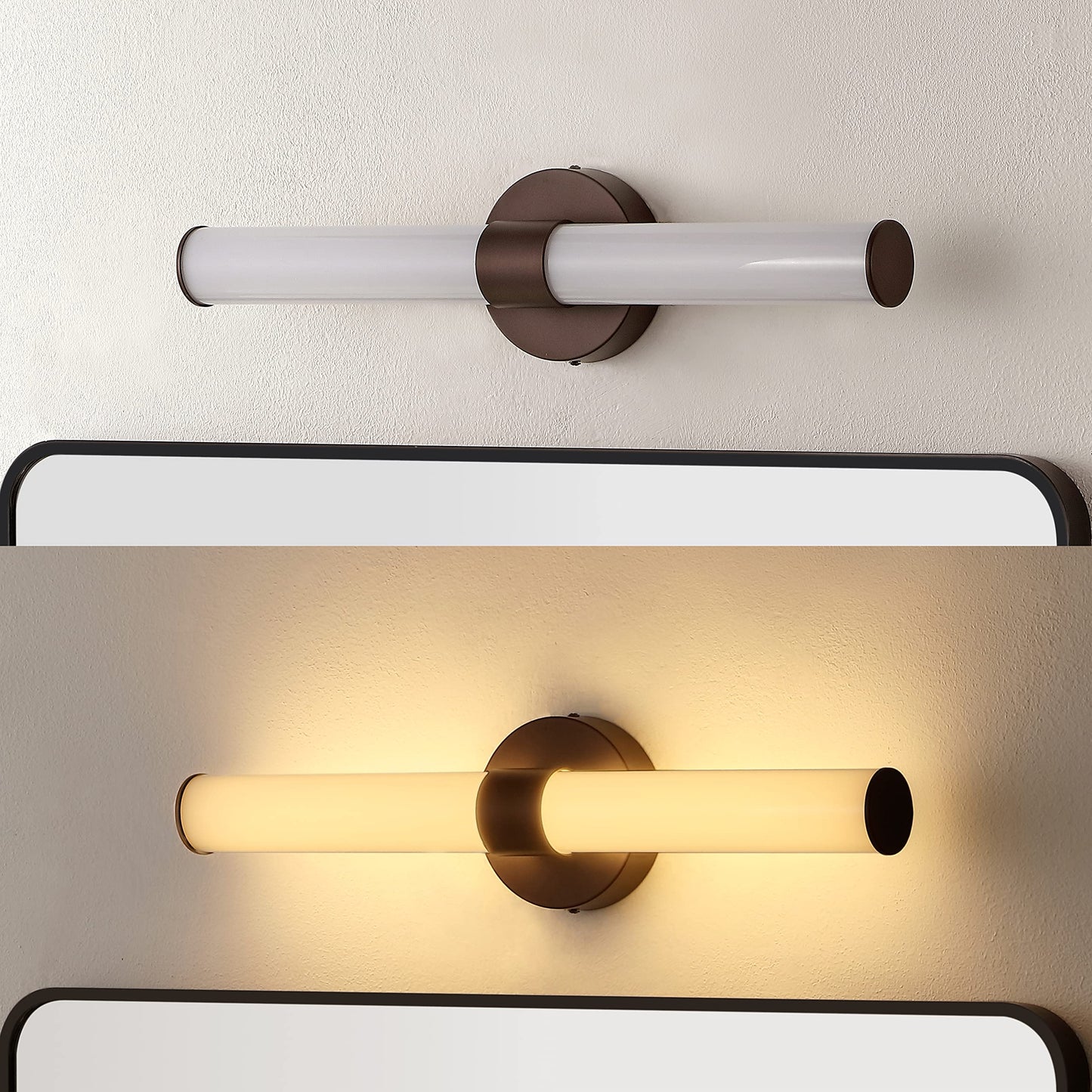JONATHAN Y 20" Oil Rubbed Bronze/White Integrated LED Vanity Light, Mid-Century Modern Iron Sconce with Frosted Acrylic Shade, Dimmable Bathroom Light