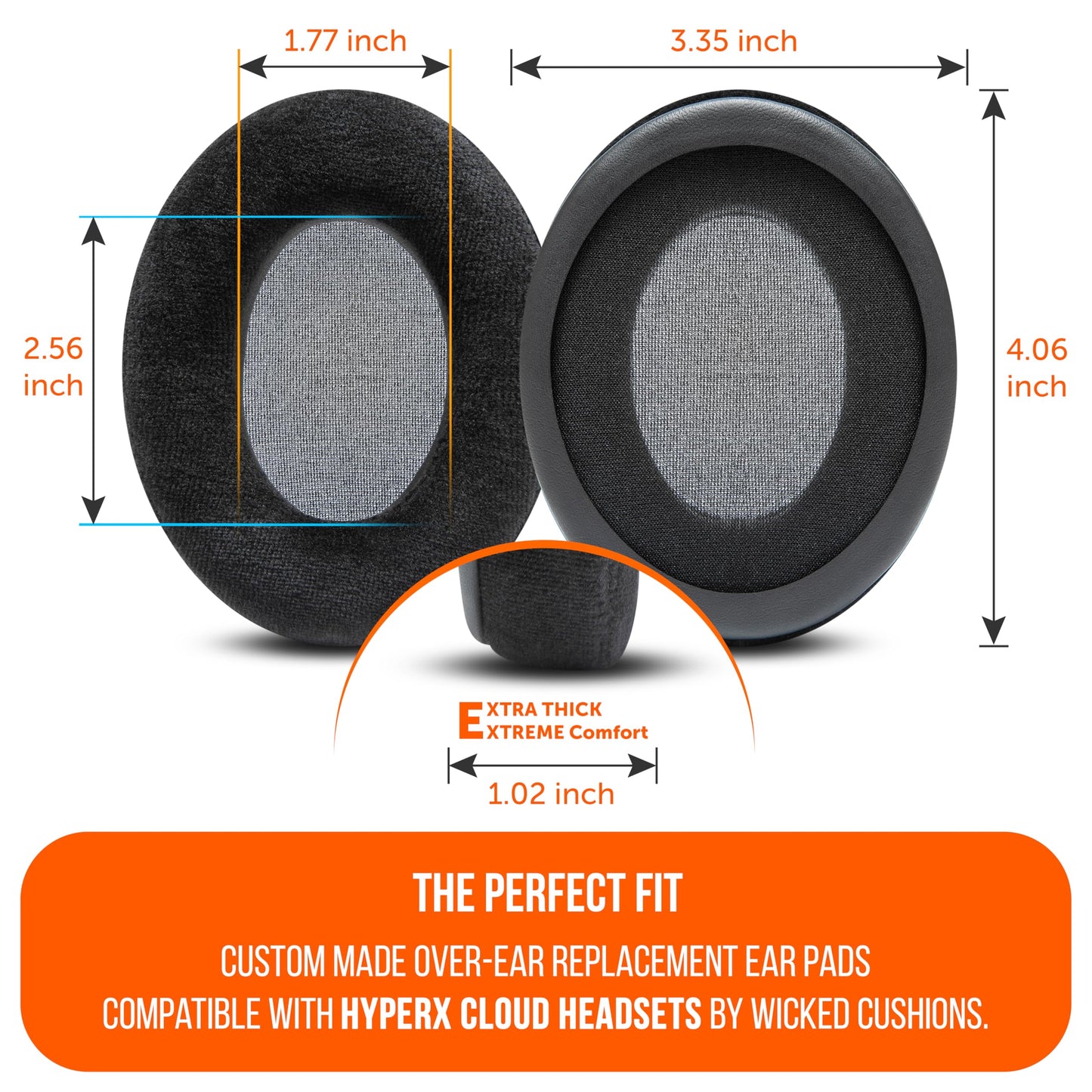 WC StealthZ Cloud - FPS Oriented Earpads for HyperX Cloud Alpha, Cloud 2, Cloud Stinger & More by GadgetryTech & Wicked Cushions | Enhanced Sound