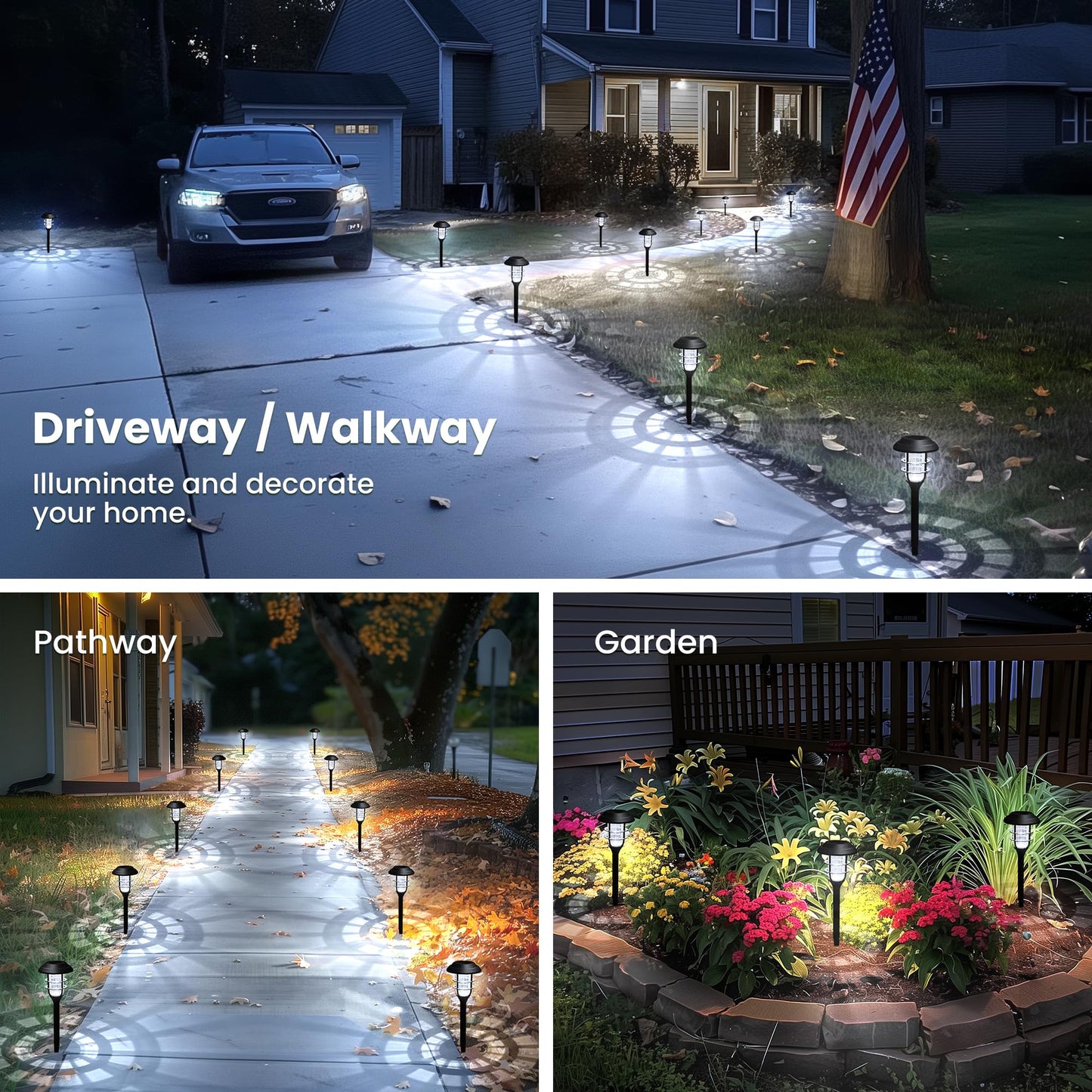 SOLPEX Solar Lights for Outside, Solar Outdoor Pathway Garden Lights Waterproof, Solar Powered Landscape Lighting for Yard, Garden, Pathway, Patio