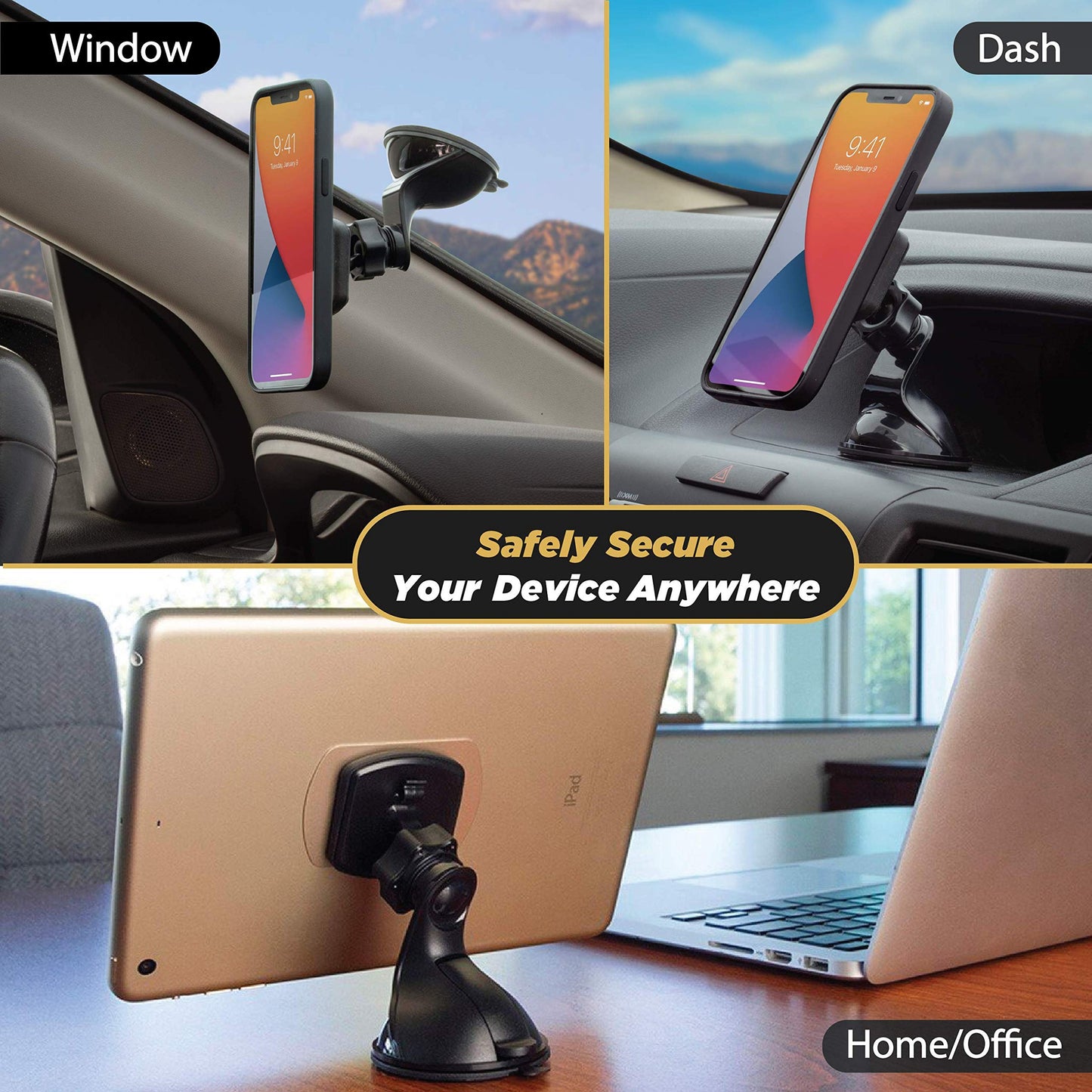 Scosche MAGWSM-2PXCES0 MagicMount Magnetic Suction Cup Phone Mount for Car Windshield/Dashboard, 360° Adjustable Magnet Head, Universal Phone Holder