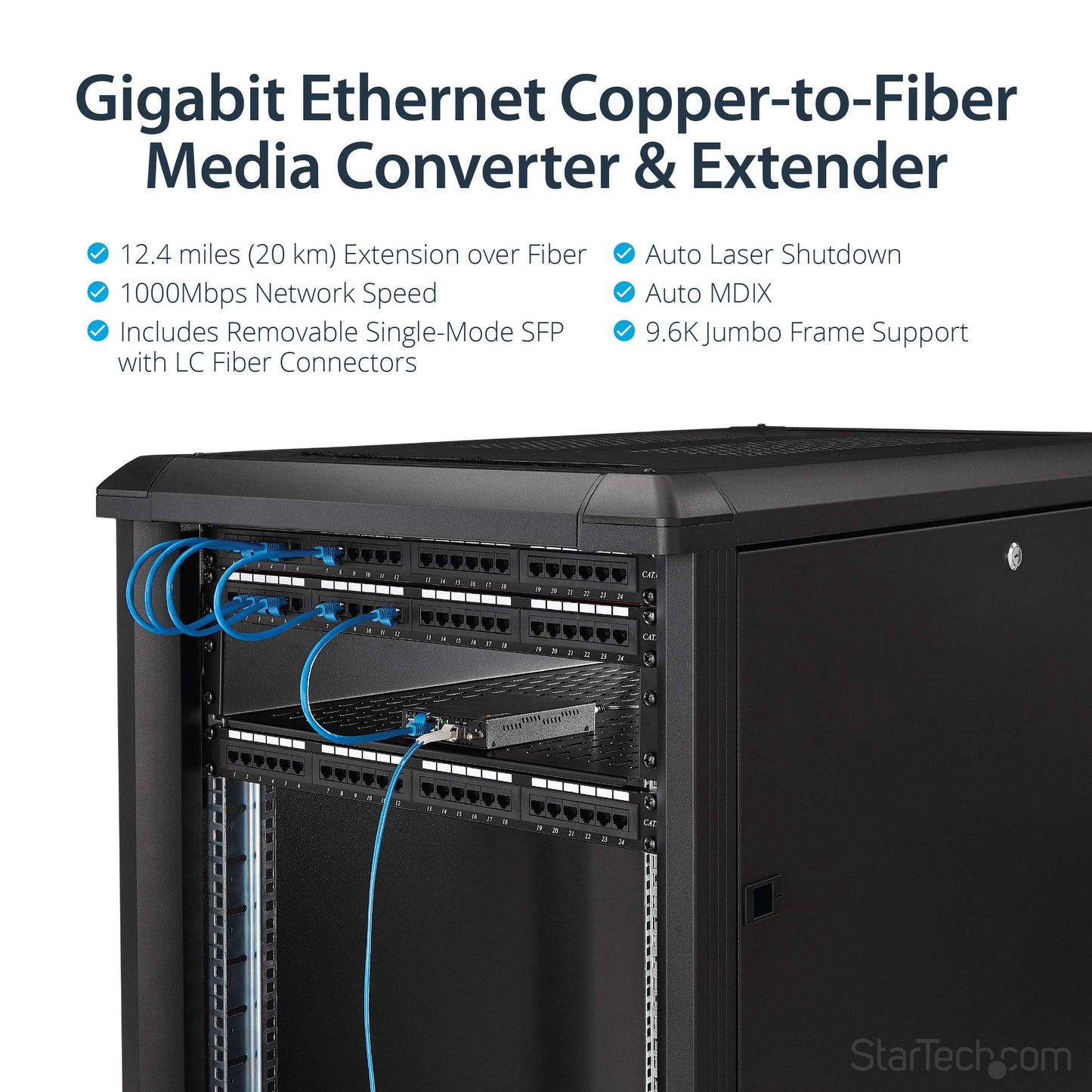 StarTech.com Singlemode (SM) LC Fiber Media Converter for 1Gbe Network - 20km - Gigabit Ethernet - 1310nm - with SFP Transceiver, TAA (ET91000SM20)