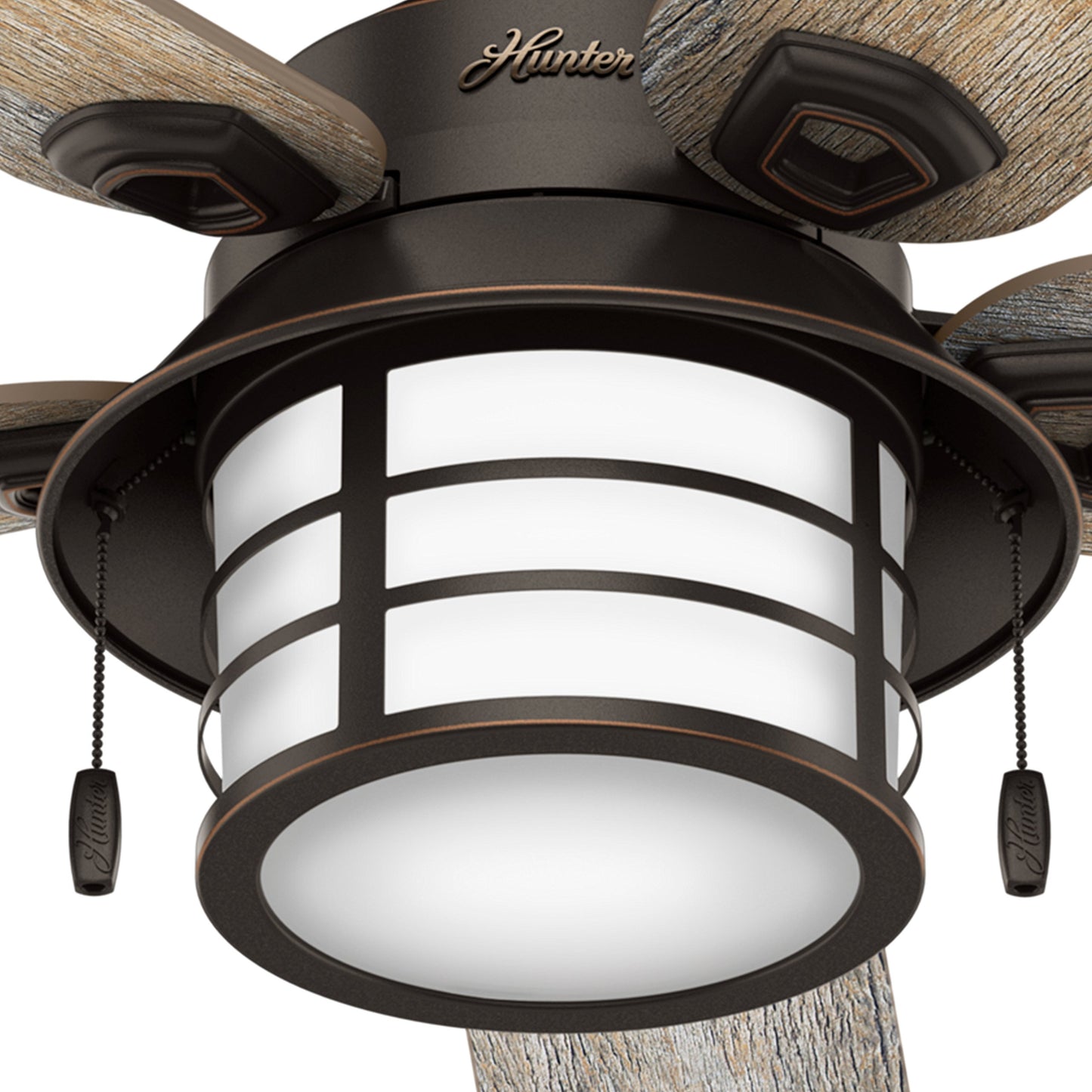 Hunter Fan 54 in. Outdoor Ceiling Fan with Light in Onyx Bengal (Renewed)