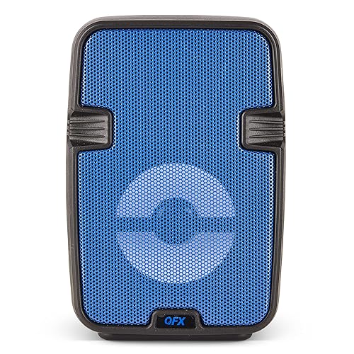 QFX BT-60-BL 4" Bluetooth Speaker with Microphone, AUX, USB Inputs - LED Party Lights - Rechargable True Wireless Stereo Portable Speaker - Blue
