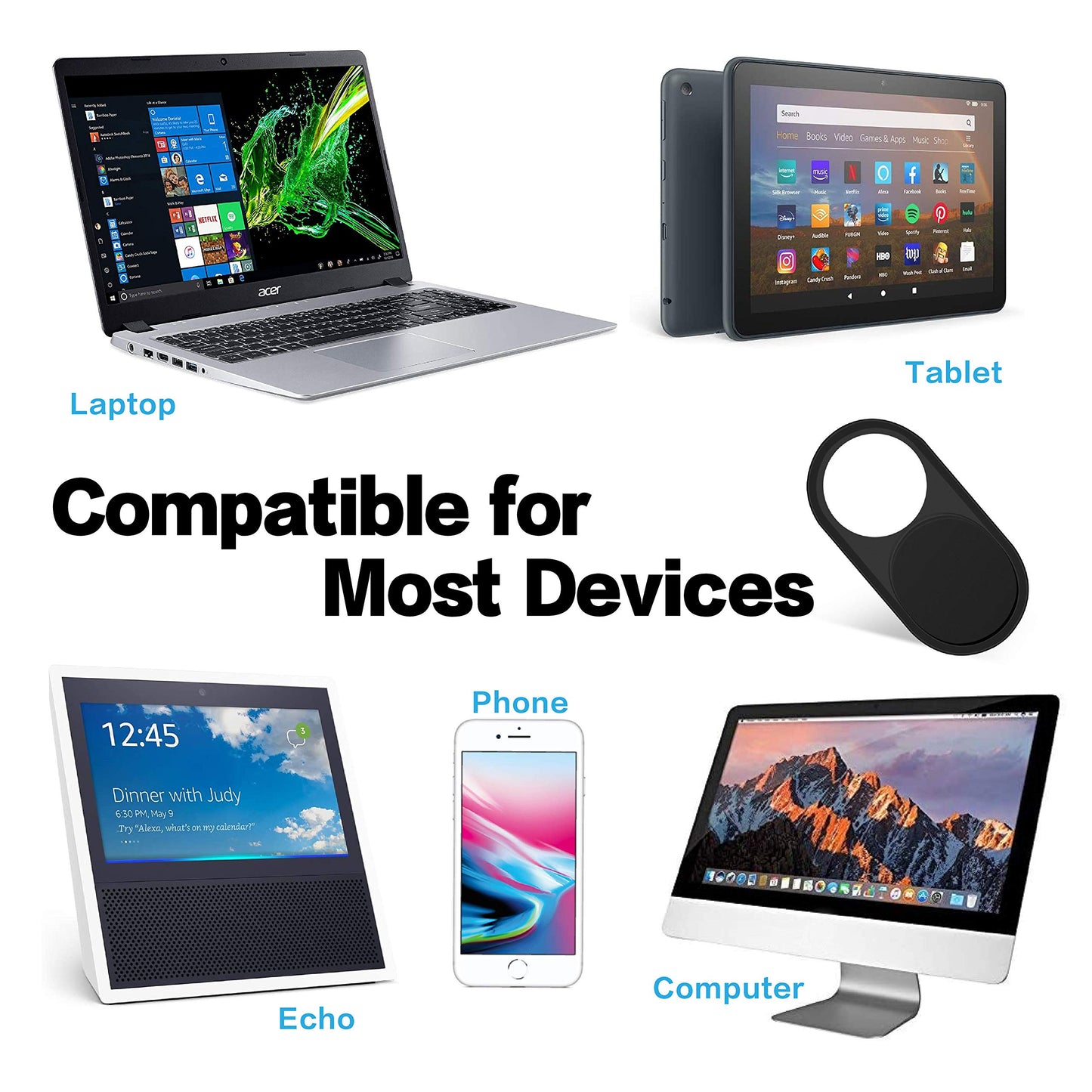 imluckies Laptop Camera Cover Slide, 0.023 inch Ultra-Thin Design, Invisible Design, Camera Cover, Physical Anti-Peeping, for Laptop Computer, MacBook
