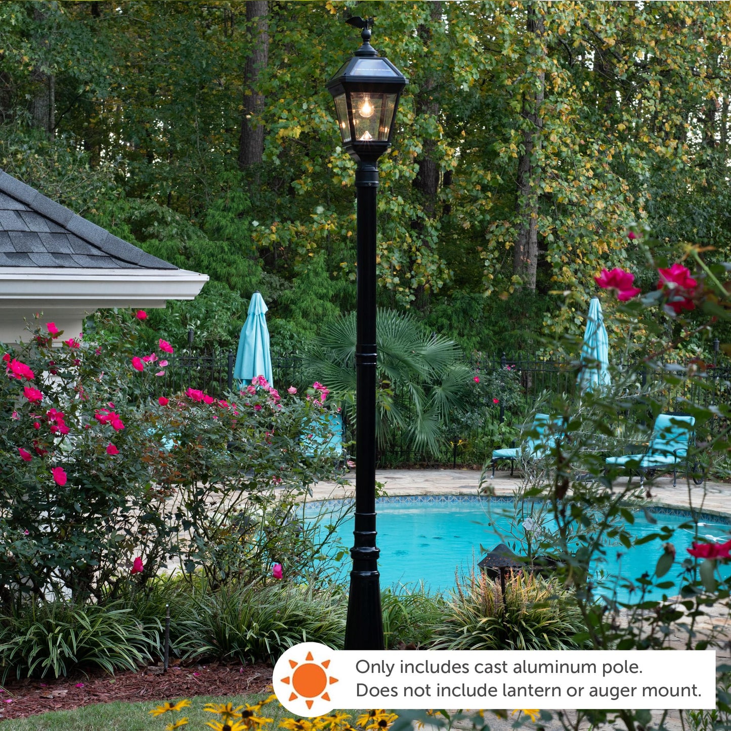 Gama Sonic Imperial III Lamp Post for Outdoor Solar Post Light with 3" Fitter Mount, 79" Tall, Black Heavy Duty Cast Aluminum, Universal Fit 3inch