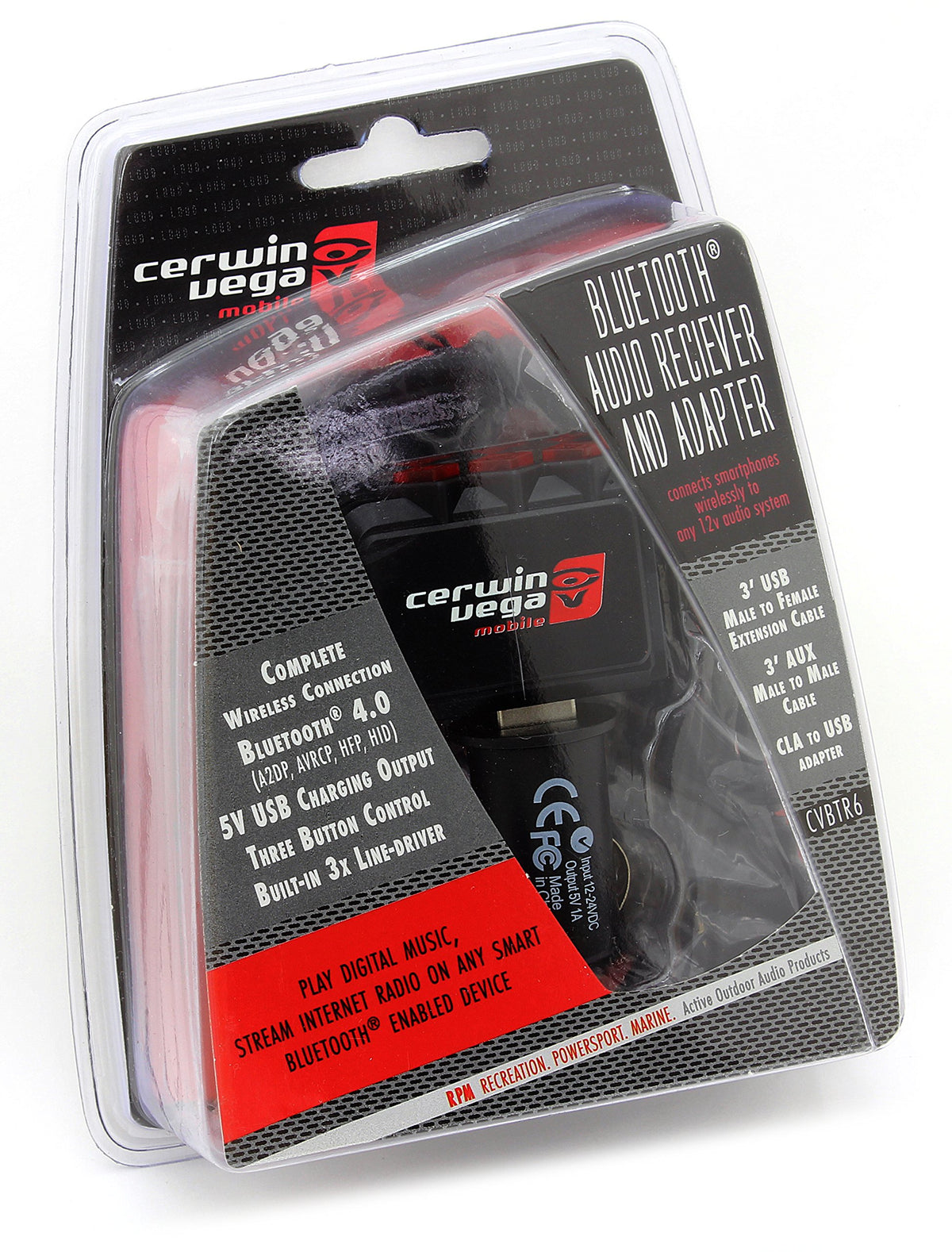 Bluetooth Receiver with CLA and Mic for Hands-Free Calling/USB Port