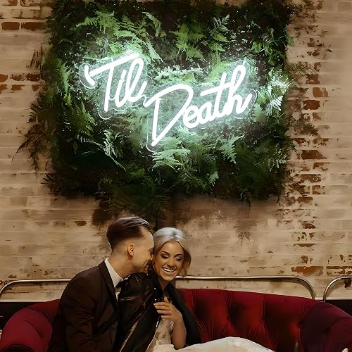 TIL Death Neon Sign - LED Neon Signs Wedding White Neon Light Signs for Home Beer Bar Pub Recreation Room Game Room Windows Garage Wall Restaurant
